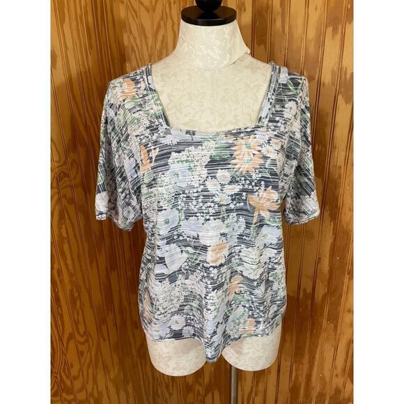 Anthropologie Blouse Pullover Top Short Sleeve Square Neck Floral Print Small? - Picture 1 of 8